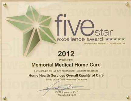 Memorial home care recognized