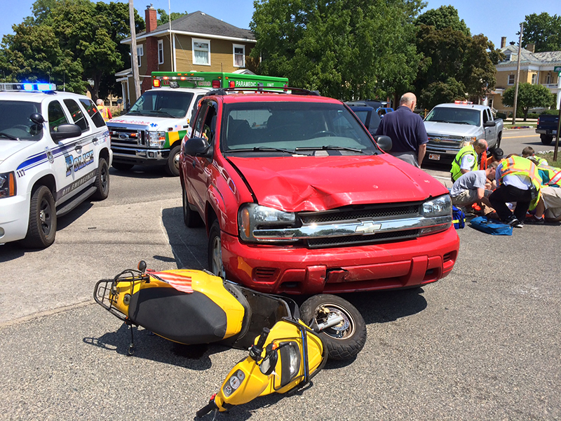 Scooter driver injured after crash on the Avenue