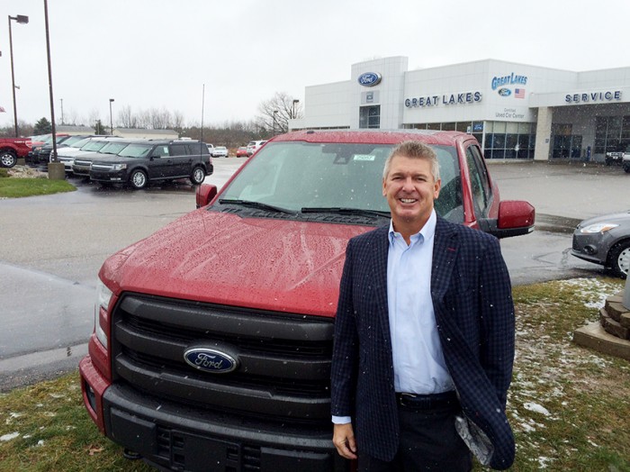 Newly designed Ford F-150 arrives at local dealership.