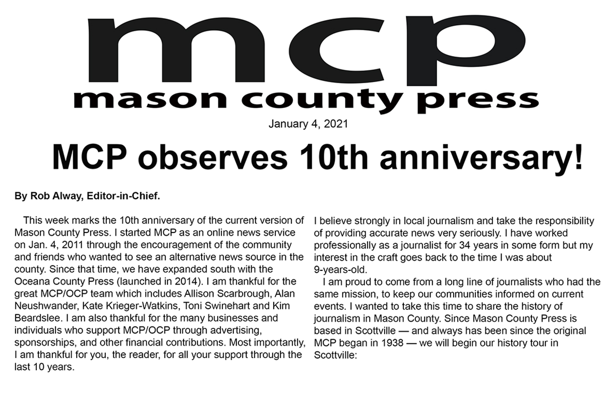 MCP observes 10th anniversary; a history to Mason County newspapers ...